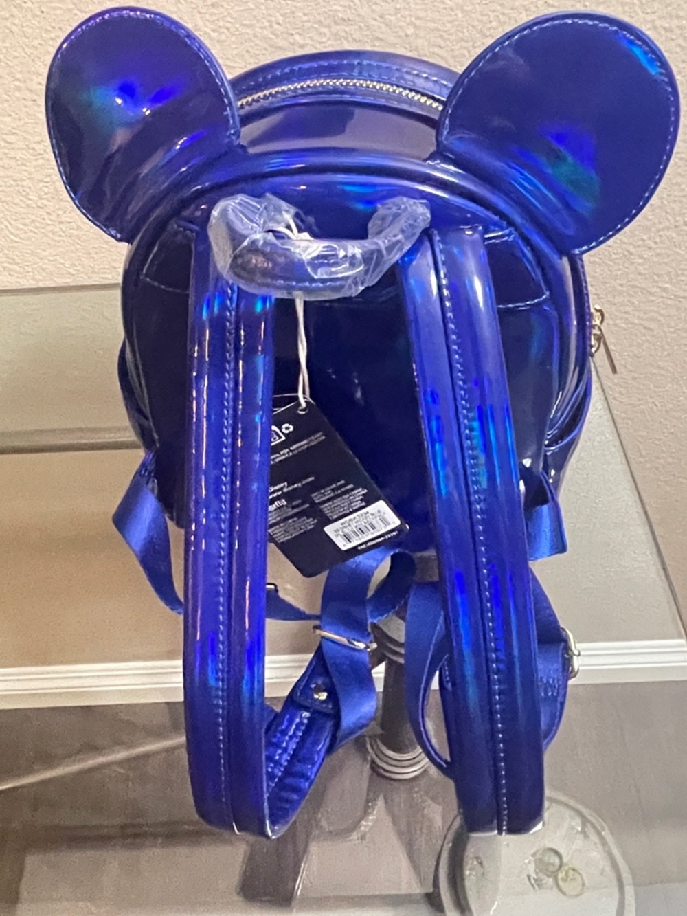 Loungefly Disney Mickey Mouse Iridescent Blue Mini Backpack - Picture 3 of 4